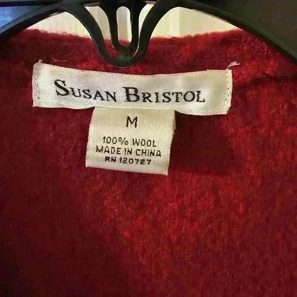 Susan Bristol 100% wool sweater cardigan ruffle size M - Picture 2 of 6